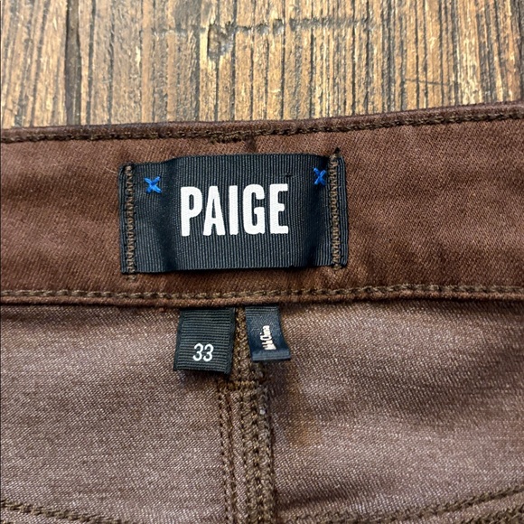 PAIGE Anessa Jeans 33 NWT Chicory Luxe Coated Ankle Flare Exposed Button Fly - Picture 7 of 13